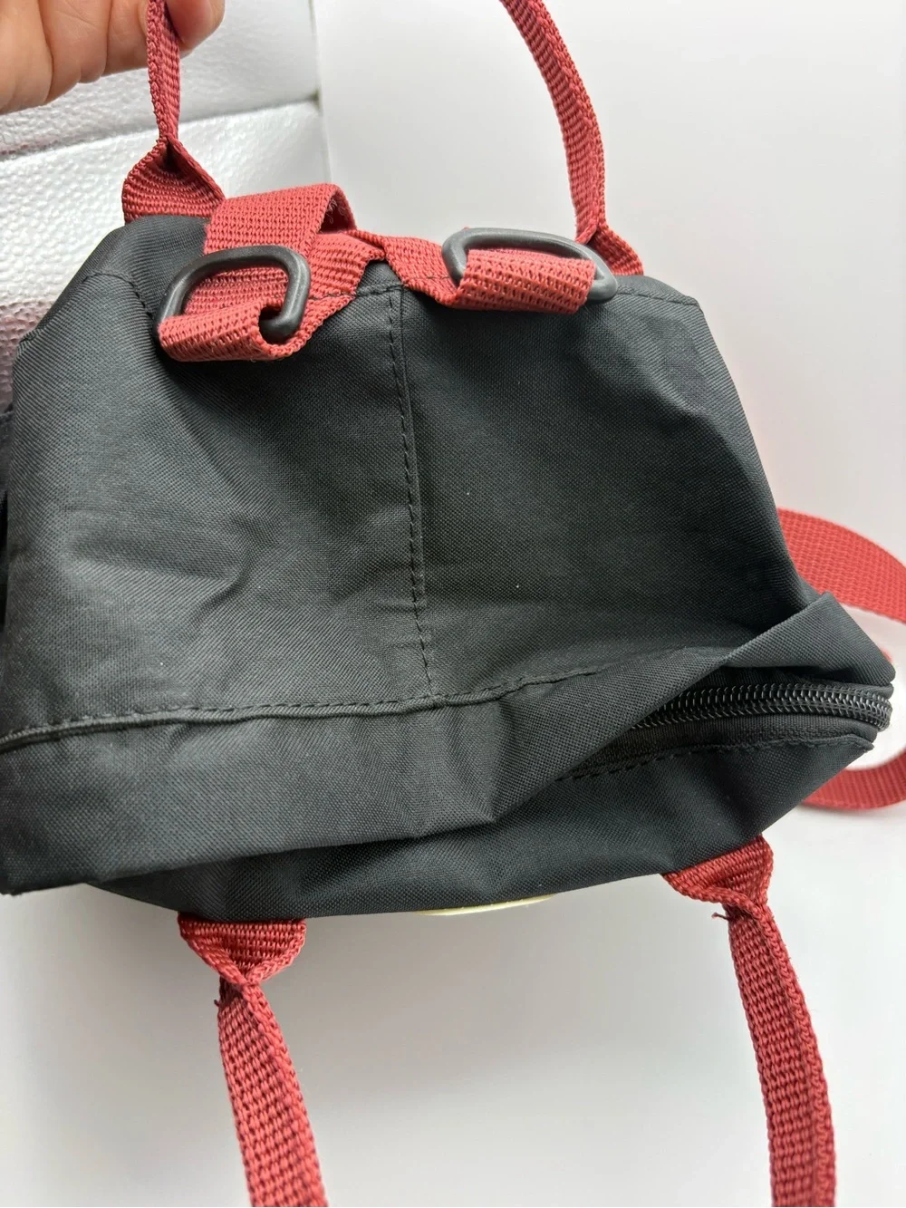 Fjallraven Kanken Mini Backpack Black Red Adjustable Straps & Pockets